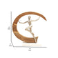 14 Inch Gymnast Sculpture Natural Brown Half Moon Wood Frame Silver Metal By Casagear Home BM308678