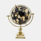 14 Inch Globe Sculpture Pedestal Base Modern Style Gold and Brown Metal By Casagear Home BM308681