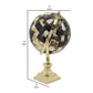 14 Inch Globe Sculpture Pedestal Base Modern Style Gold and Brown Metal By Casagear Home BM308681