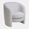 32 Inch Armchair, Barrel Back, Double Seat Cushion, Ivory Boucle Upholstery By Casagear Home