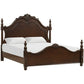 Akil Queen Size Poster Bed, Classical Carved Headboard, Cherry Brown Wood By Casagear Home