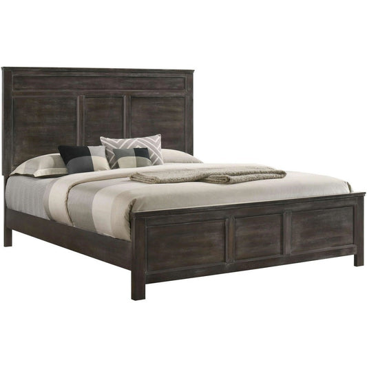 Aver King Size Bed, Transitional Carved Panel Design, Nutmeg Brown Wood By Casagear Home