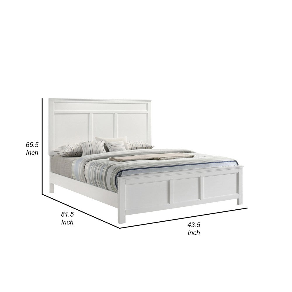 Aver Twin Size Bed Transitional Carved Panel Design White Wood Finish By Casagear Home BM308780