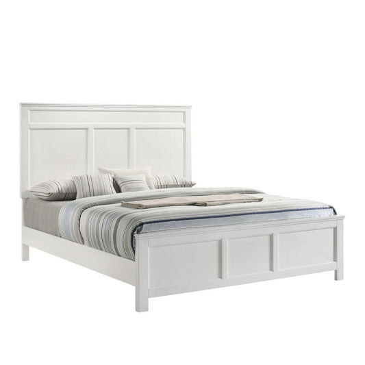 Aver Twin Size Bed, Transitional Carved Panel Design, White Wood Finish By Casagear Home