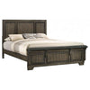 Ashen King Size Bed, Transitional Panel Design, Wire Brushed Rustic Brown By Casagear Home