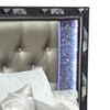 Bet Queen Bed Silver Faux Leather Upholstery LED Crystal Accents Black By Casagear Home BM308799