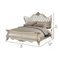 Moen King Size Bed Tufted Polyester Upholstery Carved Wood Champagne By Casagear Home BM308803