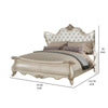 Moen Queen Size Bed Tufted Polyester Upholstery Carved Wood Champagne By Casagear Home BM308804