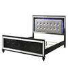 Lee Twin Size Bed LED Tufted Faux Leather Upholstery Textured Black By Casagear Home BM308808