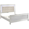 Lee King Size Bed LED Tufted Faux Leather Upholstery Textured White By Casagear Home BM308813