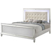 Lee Queen Size Bed LED Tufted Faux Leather Upholstery Textured White By Casagear Home BM308814