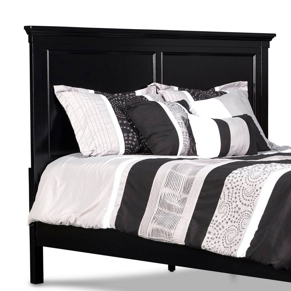 Umi King Size Bed Classic Panel Design with Molded Details Black Wood By Casagear Home BM308817