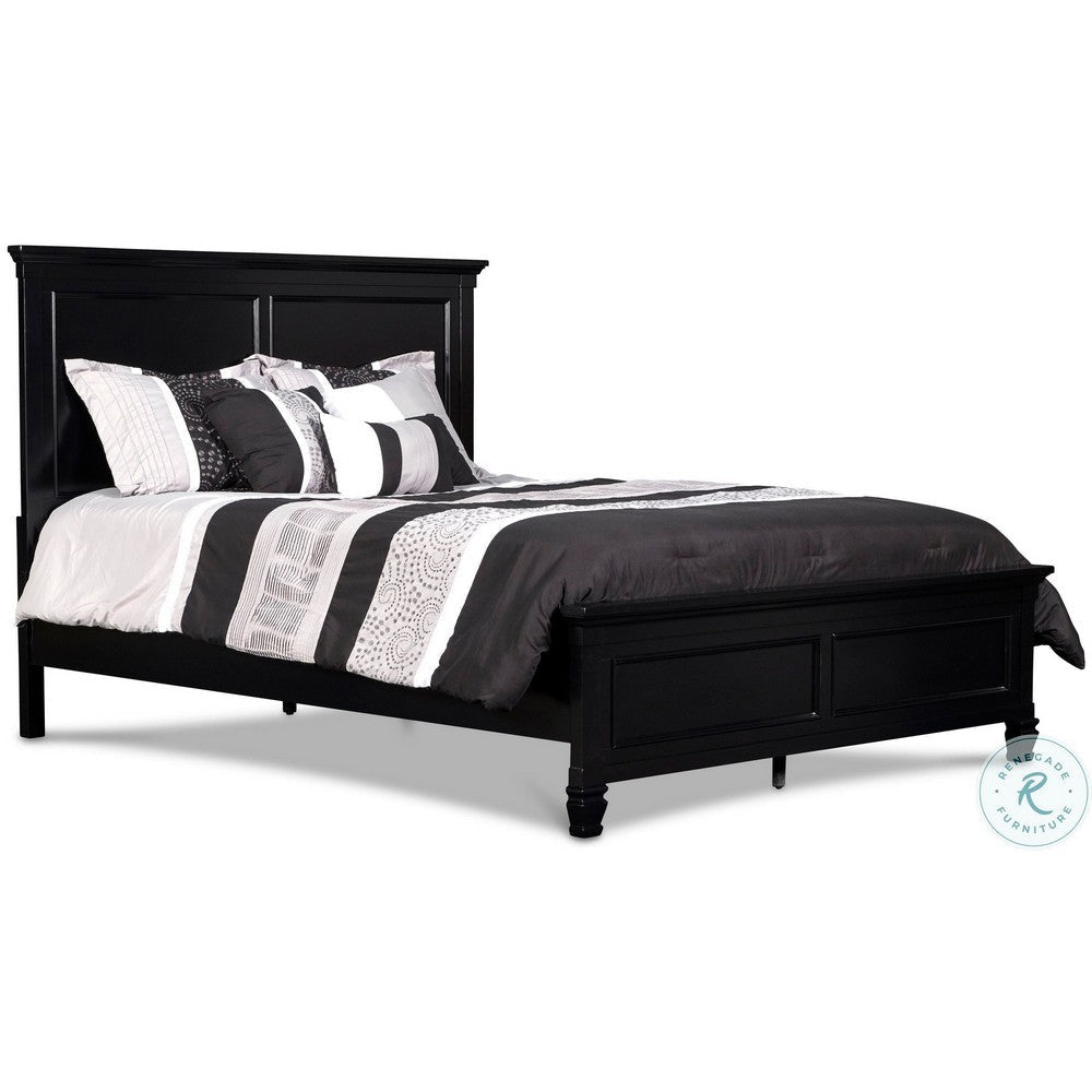 Umi King Size Bed, Classic Panel Design with Molded Details, Black Wood By Casagear Home