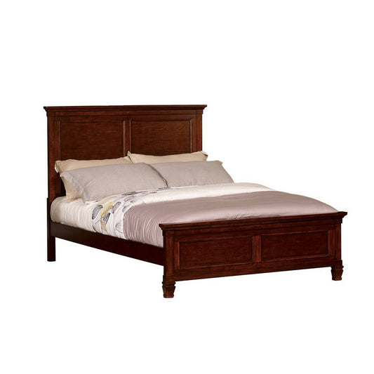 Umi King Size Bed, Classic Panel Design with Molded Details, Brown Wood By Casagear Home