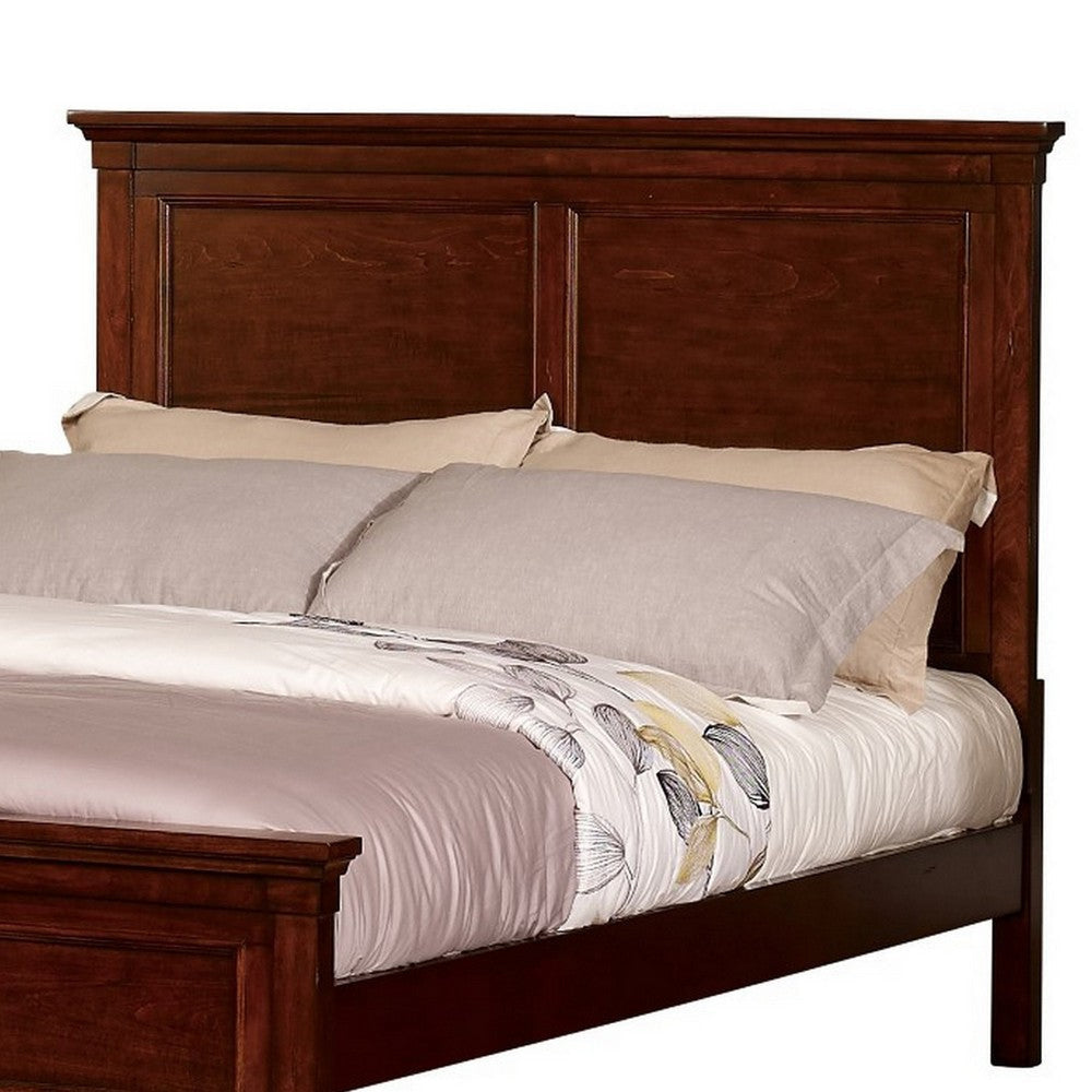 Umi Queen Size Bed Classic Panel Design with Molded Details Brown Wood By Casagear Home BM308822