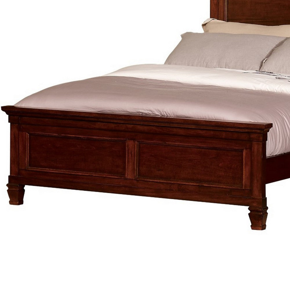 Umi Queen Size Bed Classic Panel Design with Molded Details Brown Wood By Casagear Home BM308822