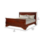 Verl Queen Size Bed Classic Sleigh Panel Design Rich Brown Poplar Wood By Casagear Home BM308830