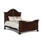 Eiel Queen Size Bed, Curved Headboard, Carved Crown Top Design, Brown Wood By Casagear Home