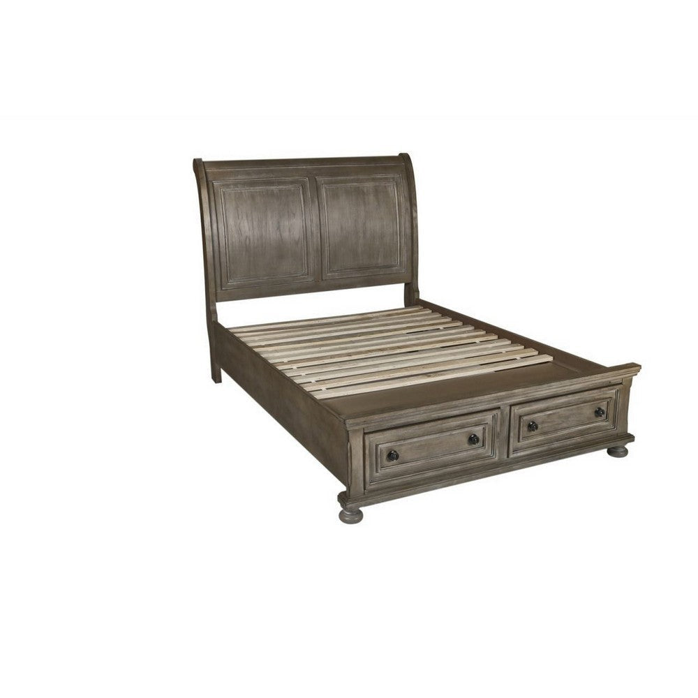 Jira Full Size Bed, 2 Storage Drawers, Transitional Panel Design, Taupe By Casagear Home