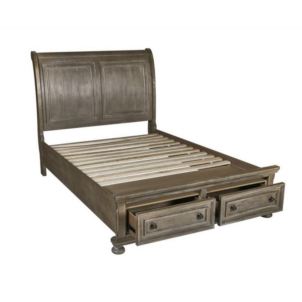 Jira Twin Size Bed 2 Storage Drawers Transitional Panel Design Taupe By Casagear Home BM308836