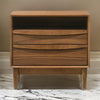 Mian 23 Inch Nightstand, 2 Drawer, Linear Undercut Handles, Wood, Walnut  By Casagear Home