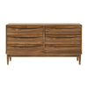 Mian 55 Inch Wide Dresser 6 Drawer Linear Undercut Handle Walnut By Casagear Home BM308839