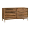 Mian 55 Inch Wide Dresser, 6 Drawer, Linear Undercut Handle, Walnut By Casagear Home