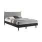 Mian Queen Platform Bed Frame, Channel Tufted, Black, Gray Upholstery By Casagear Home