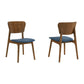 Kalie 24 Inch Dining Chair Set of 2 Padded Seat Blue Fabric Walnut Brown By Casagear Home BM308852