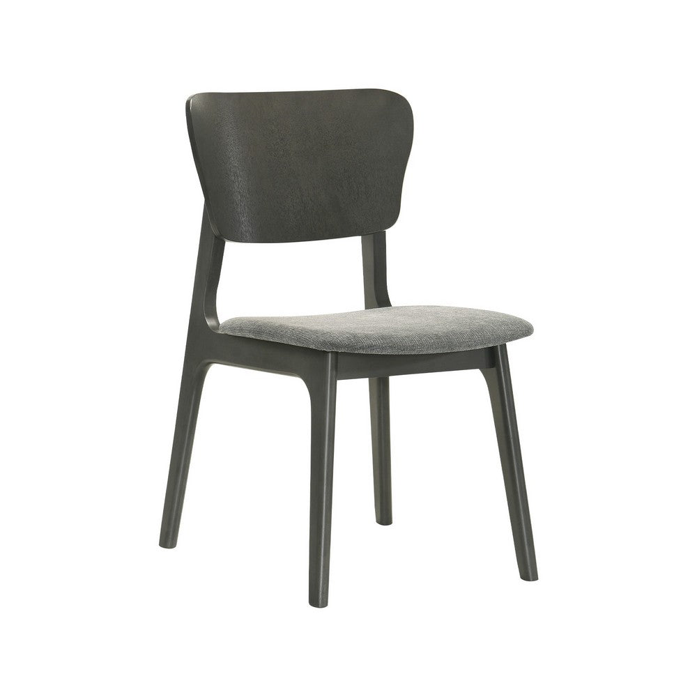 Kalie 24 Inch Dining Chair Set of 2 Curved Legs Padded Fabric Seat Gray By Casagear Home BM308854