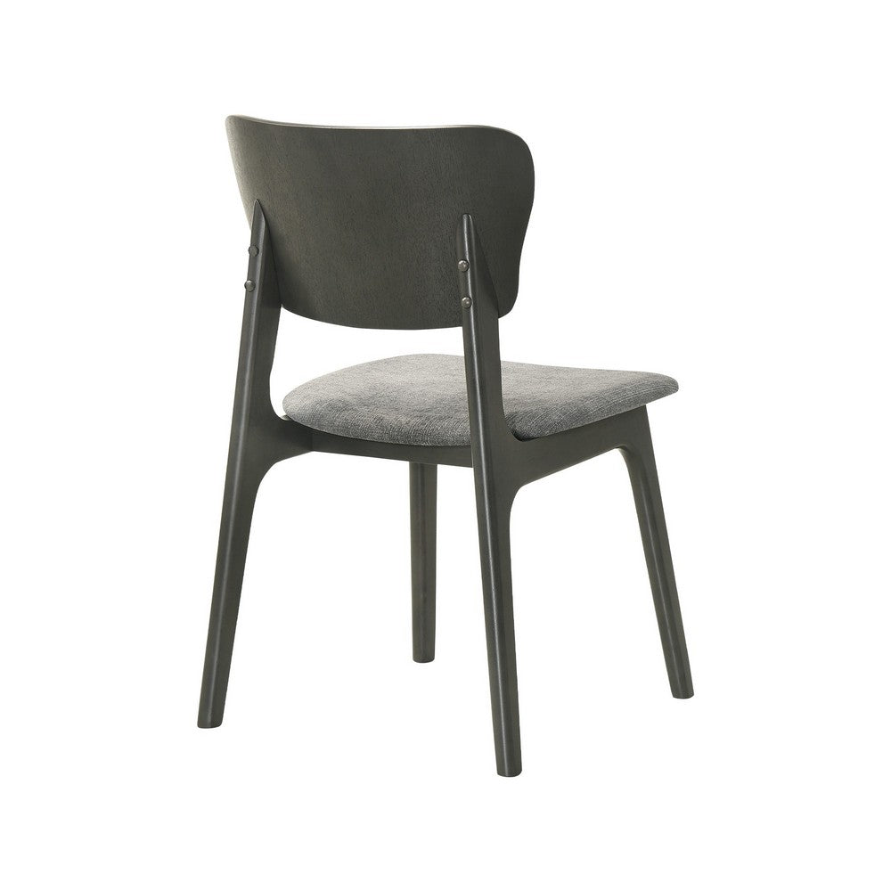 Kalie 24 Inch Dining Chair Set of 2 Curved Legs Padded Fabric Seat Gray By Casagear Home BM308854