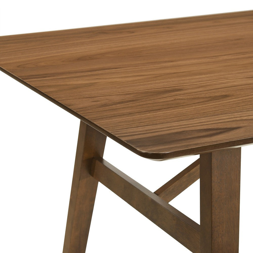 Yumi 71 Inch Dining Table Trestle Base Wood Grain Finish Walnut Brown By Casagear Home BM308855