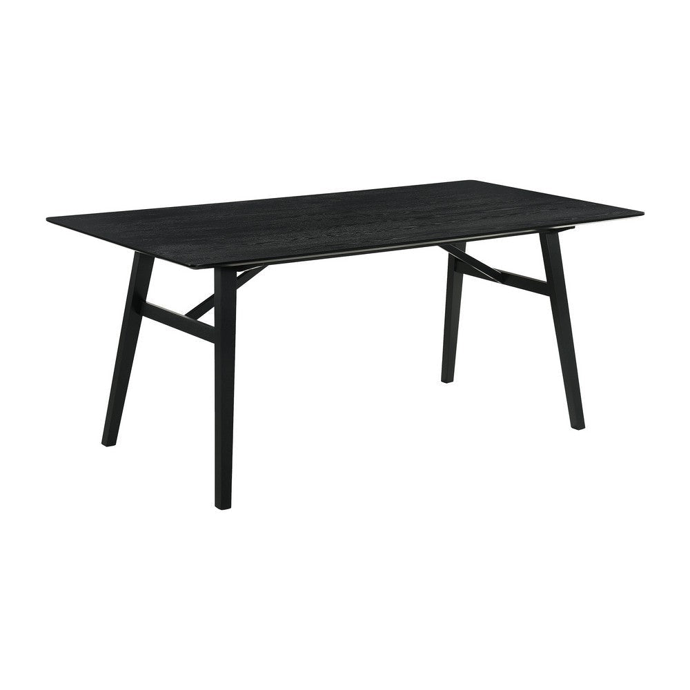 Yumi 71 Inch Dining Table with Trestle Base, Wood Grain Finish, Black By Casagear Home