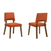 Yumi 23 Inch Dining Chair Set of 2 Orange Fabric Seat Walnut Brown By Casagear Home BM308857