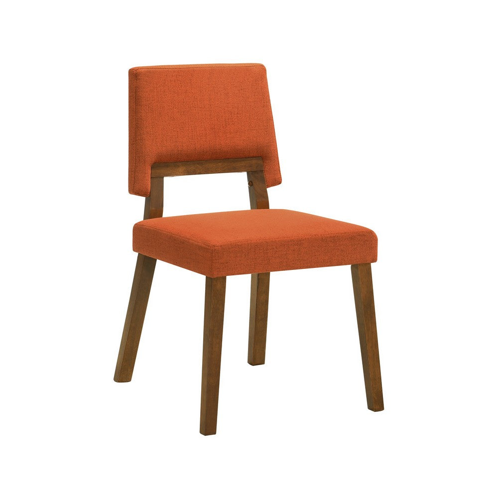 Yumi 23 Inch Dining Chair Set of 2 Orange Fabric Seat Walnut Brown By Casagear Home BM308857