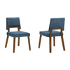 Yumi 23 Inch Dining Chair Set of 2 Blue Fabric Seat Walnut Brown By Casagear Home BM308858