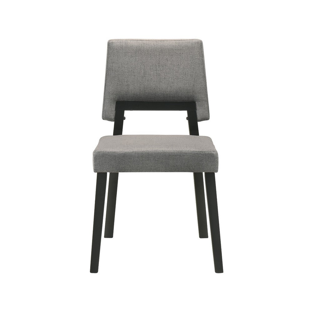 Yumi 23 Inch Dining Chair Set of 2 Charcoal Gray Fabric Seat Black By Casagear Home BM308860