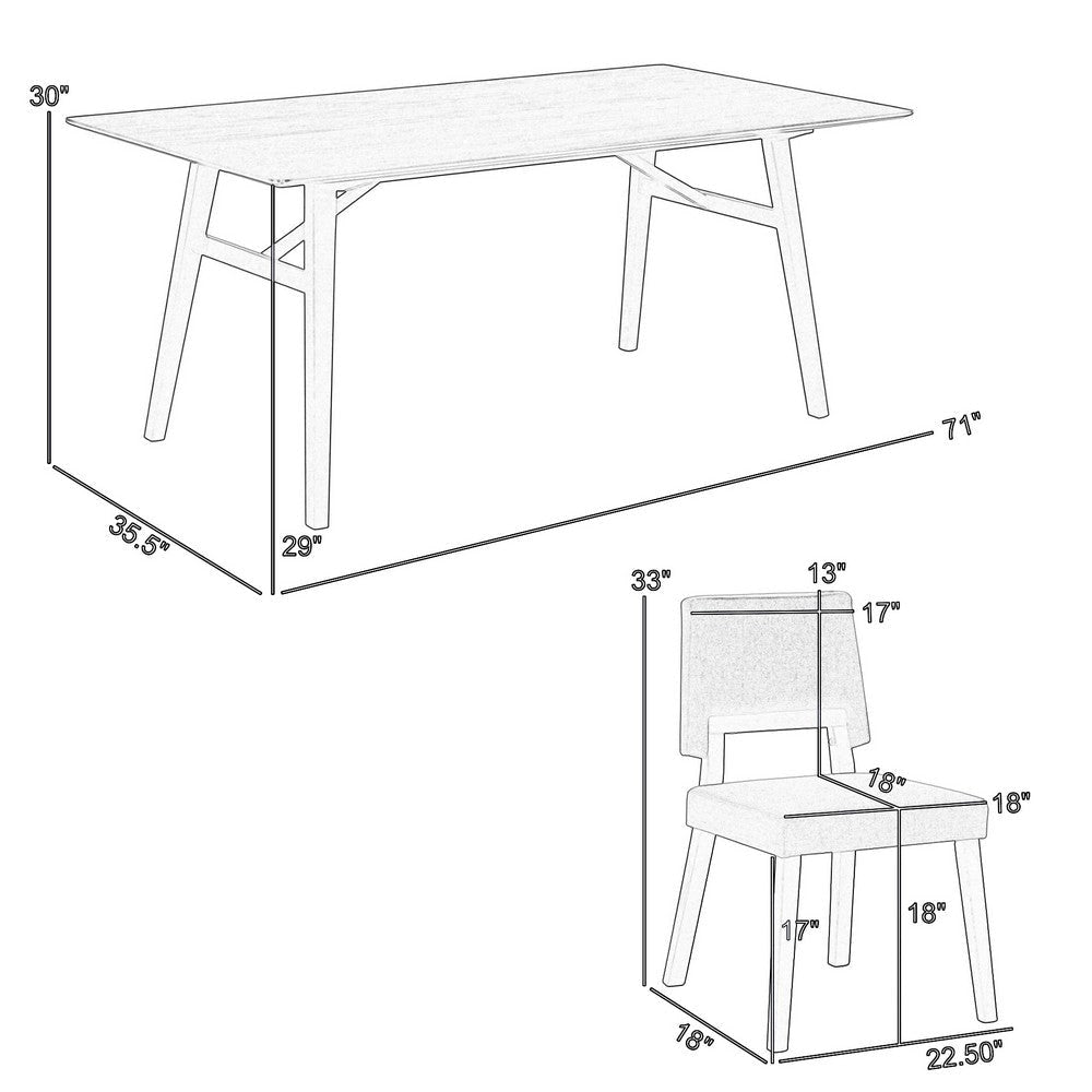 Yumi 5 Piece Dining Table Set 4 Chairs with Charcoal Gray Fabric Black By Casagear Home BM308865