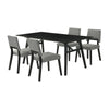 Yumi 5 Piece Dining Table Set, 4 Chairs with Charcoal Gray Fabric, Black By Casagear Home