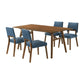 Yumi 5 Piece Dining Table Set with 4 Chairs in Soft Blue Fabric, Wood Brown By Casagear Home