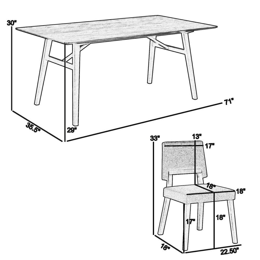 Yumi 7 Piece Dining Table Set with 6 Chairs Orange Fabric Wood Brown By Casagear Home BM308880