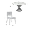 Dining Set of 5 with Round Table and 4 Chairs Charcoal Fabric Black By Casagear Home BM308895