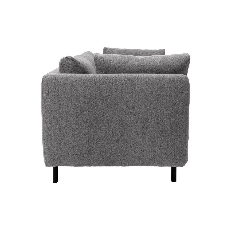 Ayi 79 Inch Sofa 2 Throw Pillows Cushioned Gray Polyester Upholstery By Casagear Home BM308898