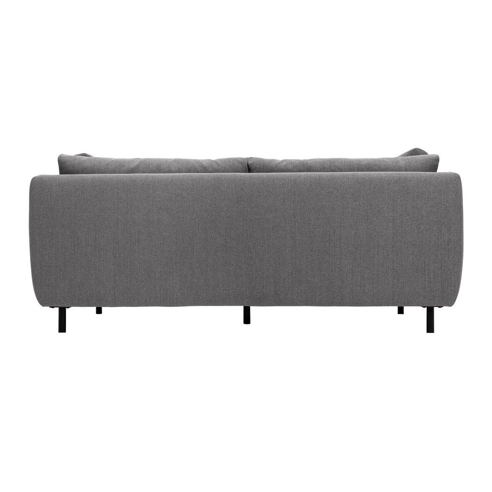 Ayi 79 Inch Sofa 2 Throw Pillows Cushioned Gray Polyester Upholstery By Casagear Home BM308898