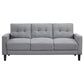 Bow 77 Inch Sofa Grid Tufted Back Track Arms Self Welt Trim Gray By Casagear Home BM309142