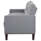 Bow 77 Inch Sofa Grid Tufted Back Track Arms Self Welt Trim Gray By Casagear Home BM309142