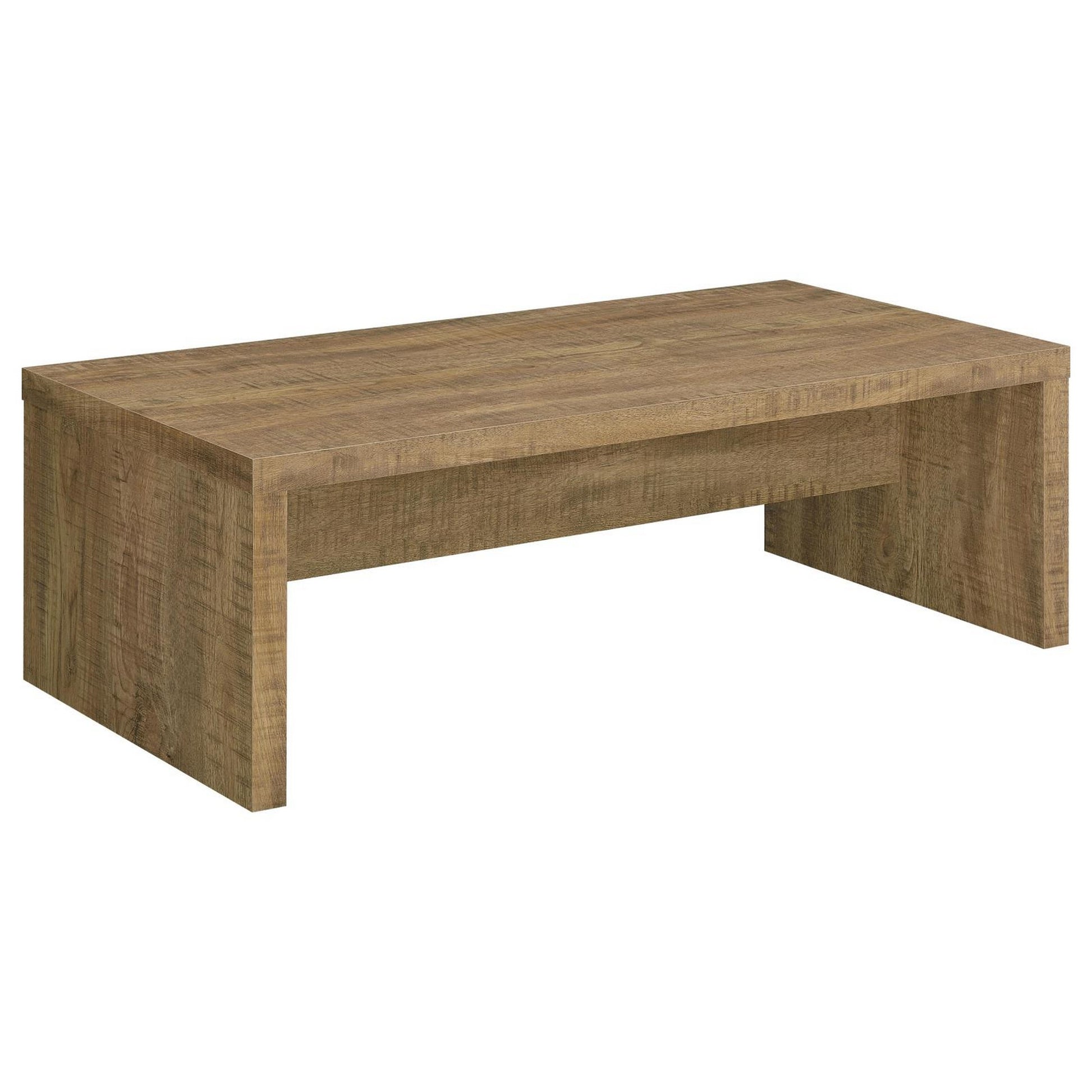 Nette 47 Inch Coffee Table with Rough Hewn Saw Marks Wood Natural Brown By Casagear Home BM309146