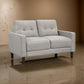 Bow 54 Inch Loveseat, Grid Tufted Back, Track Arms, Self Welt Trim, Beige By Casagear Home