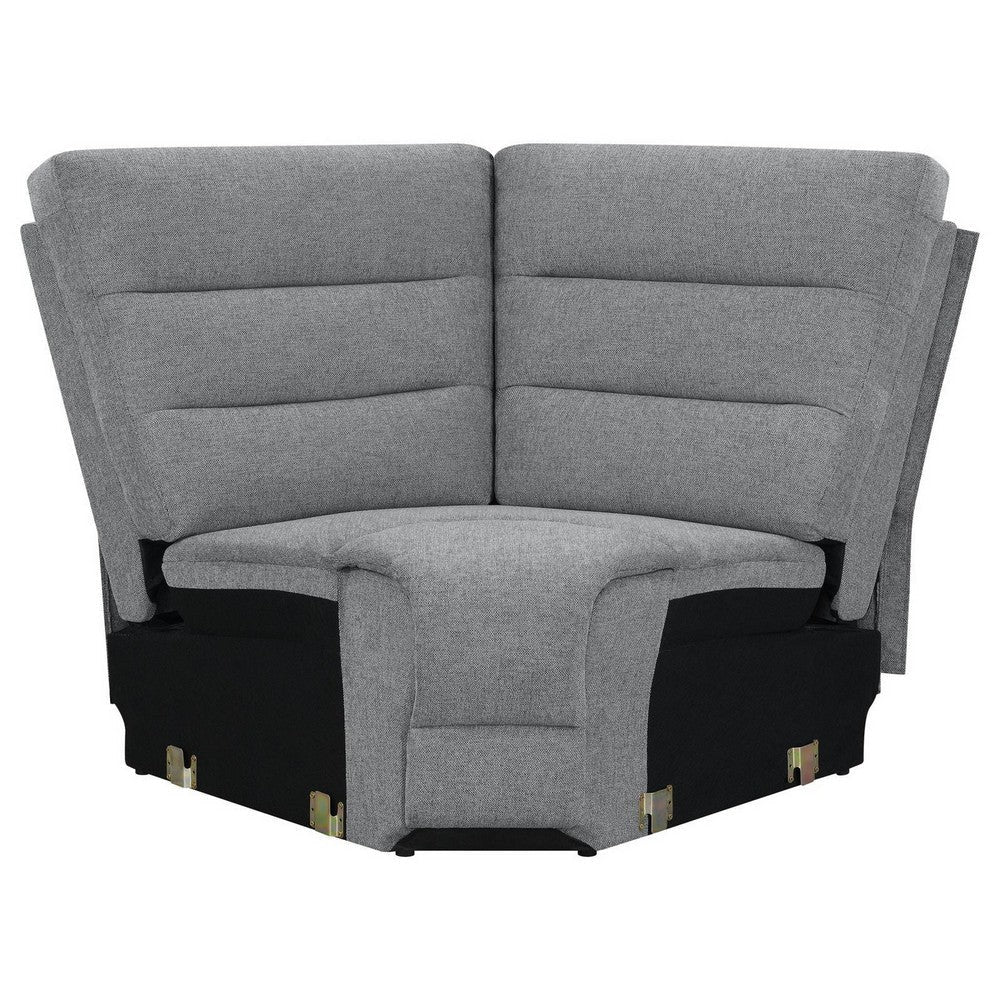 106 Inch 3 Piece Sectional Sofa Manual Recliner Dual AC/USB Smoke Gray By Casagear Home BM309158