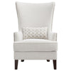 31 Inch Accent Armchair Elegant Wingback Rubberwood Latte Beige Fabric By Casagear Home BM309160